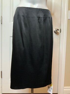 Yigal Azrouel Black Satin Pencil Skirt, Size 8